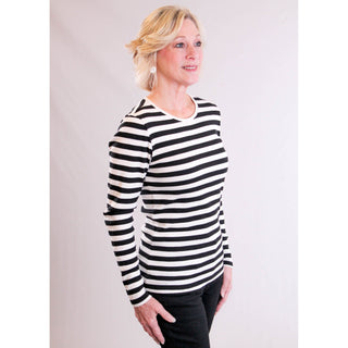 Soya Concept Long Sleeve Tee Shirt with Stripes - Fashion Crossroads Inc