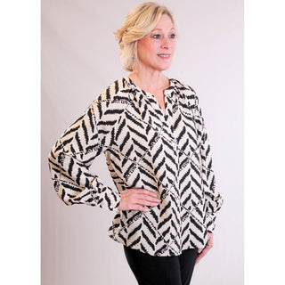 Soya Concepts Split Neck Button Down Blouse - Fashion Crossroads Inc