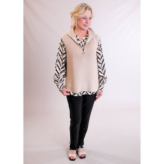 Soya Concepts Split Neck Button Down Blouse - Fashion Crossroads Inc