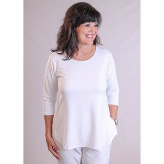 Sympli Go To Classic Relaxed Tee with 3/4 Sleeves - Fashion Crossroads Inc