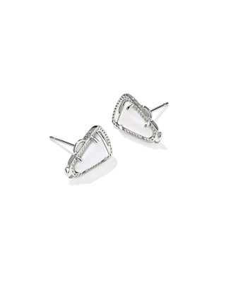 Kendra Scott Cheer Mother of Pearl Stud Earrings in Rhodium - Fashion Crossroads Inc