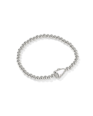 Kendra Scott Cheer Mother of Pearl Stretch Bracelet in Rhodium - Fashion Crossroads Inc