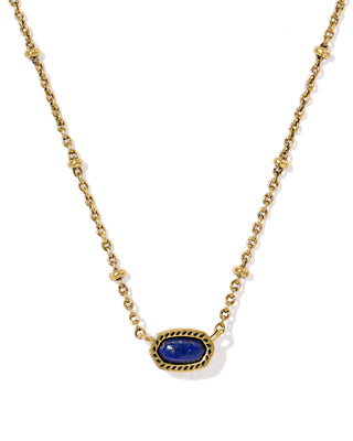 Kendra Scott Mini Elisa Satellite Necklace in Vintage Gold and Blue Lapis