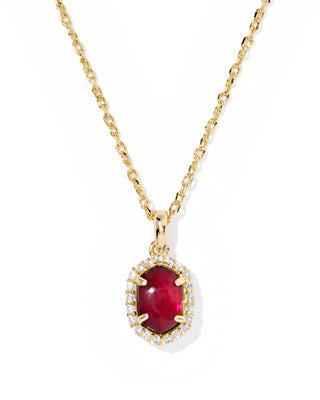 Kendra Scott Daphne Gold Crystal Frame Pendant Necklace in Dark Burgundy Illusion