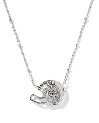 Kendra Scott Football Helmet Pendant Necklace in Rhodium - Fashion Crossroads Inc