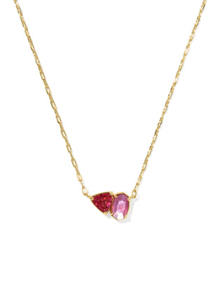 Kendra Scott Tatum Gold Pendant Necklace in Pink Mix - Fashion Crossroads Inc