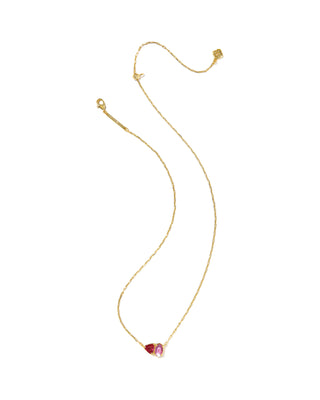 Kendra Scott Tatum Gold Pendant Necklace in Pink Mix - Fashion Crossroads Inc