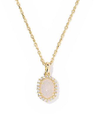 Kendra Scott Daphne Gold Crystal Frame Pendant Necklace  -Fashion Crossroads Inc
