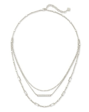 Addison Multi Strand Necklace in Rhodium - Fashion Crossroads Inc