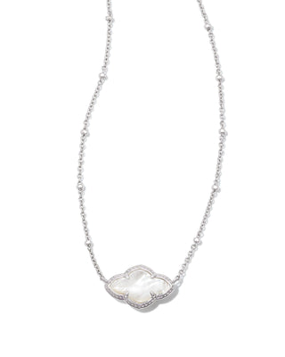 Kendra Scott Abbie Necklace in Silver and Ivory Mother of Pearl - Fashion Crossroads Inc