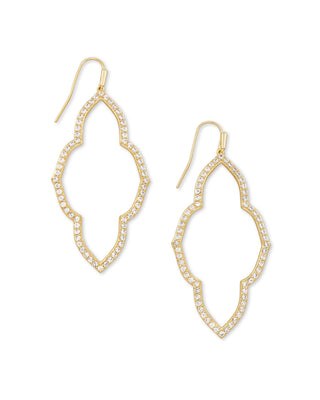 Kendra Scott Abbie Gold Open Frame Earrings in White Crystal
