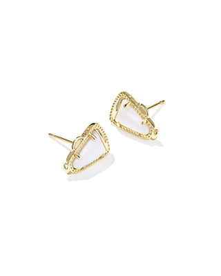 Kendra Scott Cheer Mother of Pearl Stud Earrings in Gold - Fashion Crossroads Inc