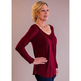 Be Stage Long Sleeve Solid V Neck Top side view - Fashion Crossroads Inc