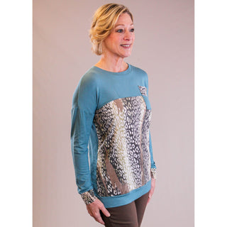 Celeste Long Sleeve Animal Print Top with Pocket - Fashion Crossroads Inc