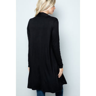 Celeste Solid Cardigan with Pockets - Back View - Fashion Crossroads Inc