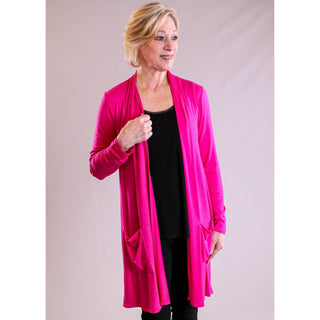 Celeste Solid Cardigan with Pockets - Front View - Fashion Crossroads Inc
