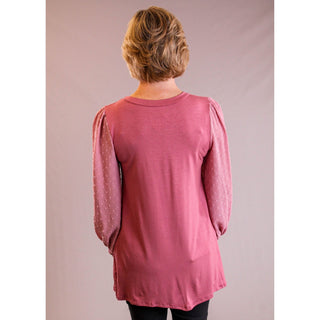 Celeste Solid Top with Chiffon Long Sleeves - Fashion Crossroads Inc