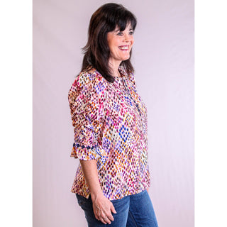 Democracy Embroidered Placket Top - Fashion Crossroads Inc
