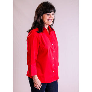 Foxcroft Mary 3/4 Sleeve Stretch Blouse side view - Fashion Crossroads Inc
