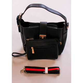 Handbag with Wallet and Strap - Fashion Crossroads Inc