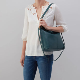 HOBO Pier Leather Handbag in Dark Teal - Fashion Crossroads Inc