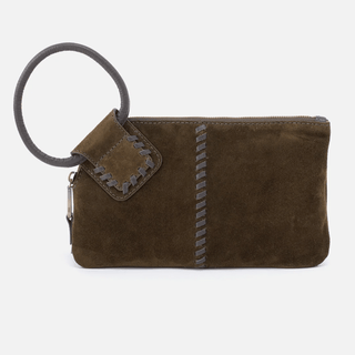 HOBO Sable Suede Leather Clutch In Herb - Fashion Crossroads Inc