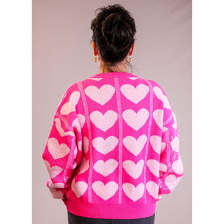 Jodifl Long Sleeve Sequined Sweater with Hearts - Fashion Crossroads Inc