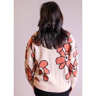 Jodifl Long Sleeve Sweater with Floral Detail - Fashion Crossroads Inc