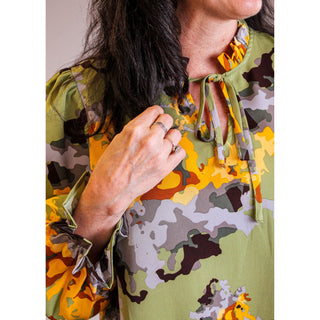 Jodifl Tie Neck Ruffle Long Sleeve Blouse - Fashion Crossroads Inc