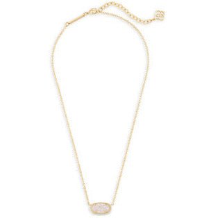Kendra Scott Elisa Short Gold Iridescent Drusy Pendant Necklace - Fashion Crossroads Inc