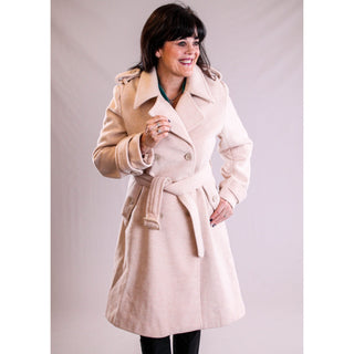 Molly Bracken Woven Trench Style Coat with Belt - Fashion Crossroads Inc