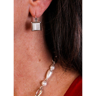 Myka Square Cabochon Semi Precious Euroback Earring. - Fashion Crossroads Inc