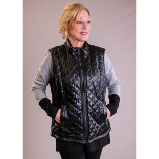 Quilted Vegan Leather Vest - Fashion Crossroads Inc