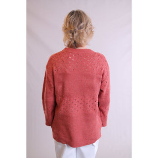 Staccato Long Sleeve Pointelle Crew Neck Sweater - Fashion Crossroads Inc