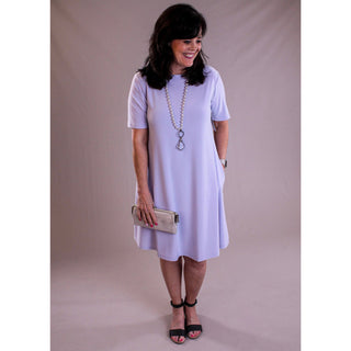 Sympli Trapeze Dress Short Sleeves Lavender - Fashion Crossroads Inc