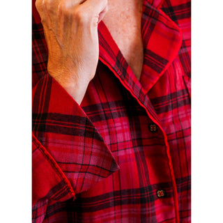 Tribal Plaid Long Sleeve Pajama Top detail view - Fashion Crossroads Inc