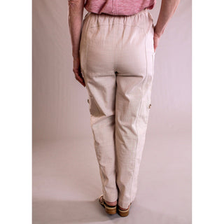 Very J Elastic Waist Cargo Pant in Oatmeal - Fashion Crossroads Inc