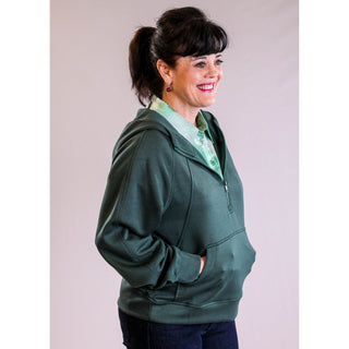 Wishlist Scuba 1/2 Zip Hooded Pullover with Pockets side view - Fashion Crossroads Inc